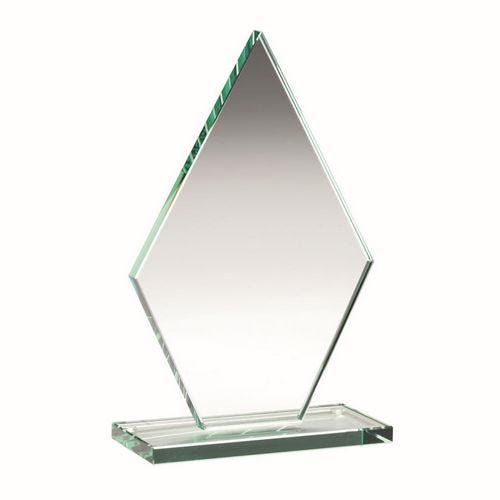 Jade Glass Tall Diamond Plaque (10mm Thick) - Personalisable Engraving
