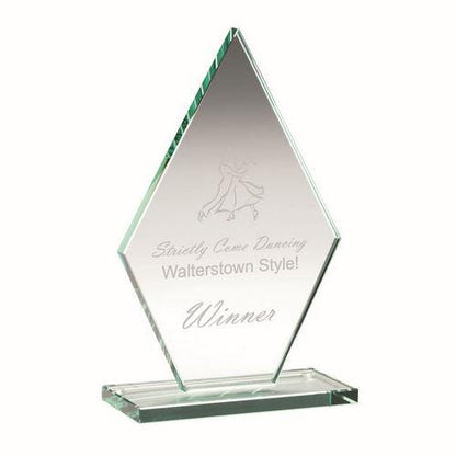 Jade Glass Tall Diamond Plaque (10mm Thick) - Personalisable Engraving