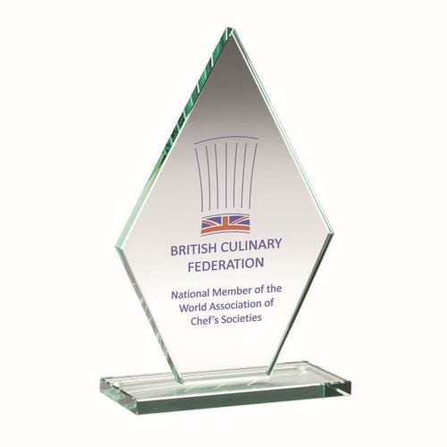 Jade Glass Tall Diamond Plaque (10mm Thick) - Personalisable Engraving