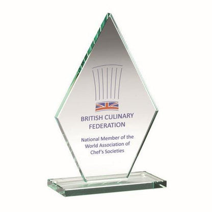 Jade Glass Tall Diamond Plaque (10mm Thick) - Personalisable Engraving