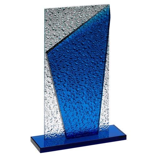 Blue Glass Plaque And Base With Clear Frosted Backdrop - Personalisable Engraving