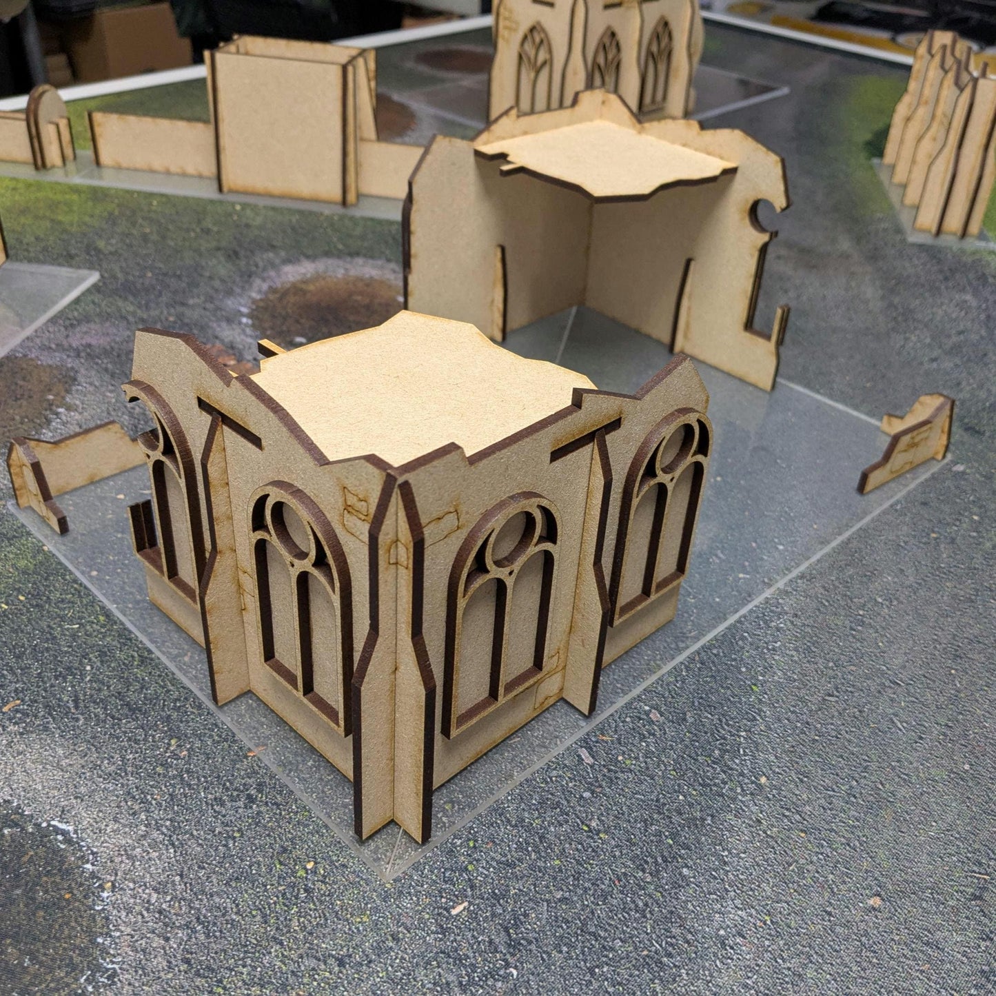 WH40K GW 11th Edition MDF Terrain, Clear Acrylic/MDF Footprints for Competitive Play