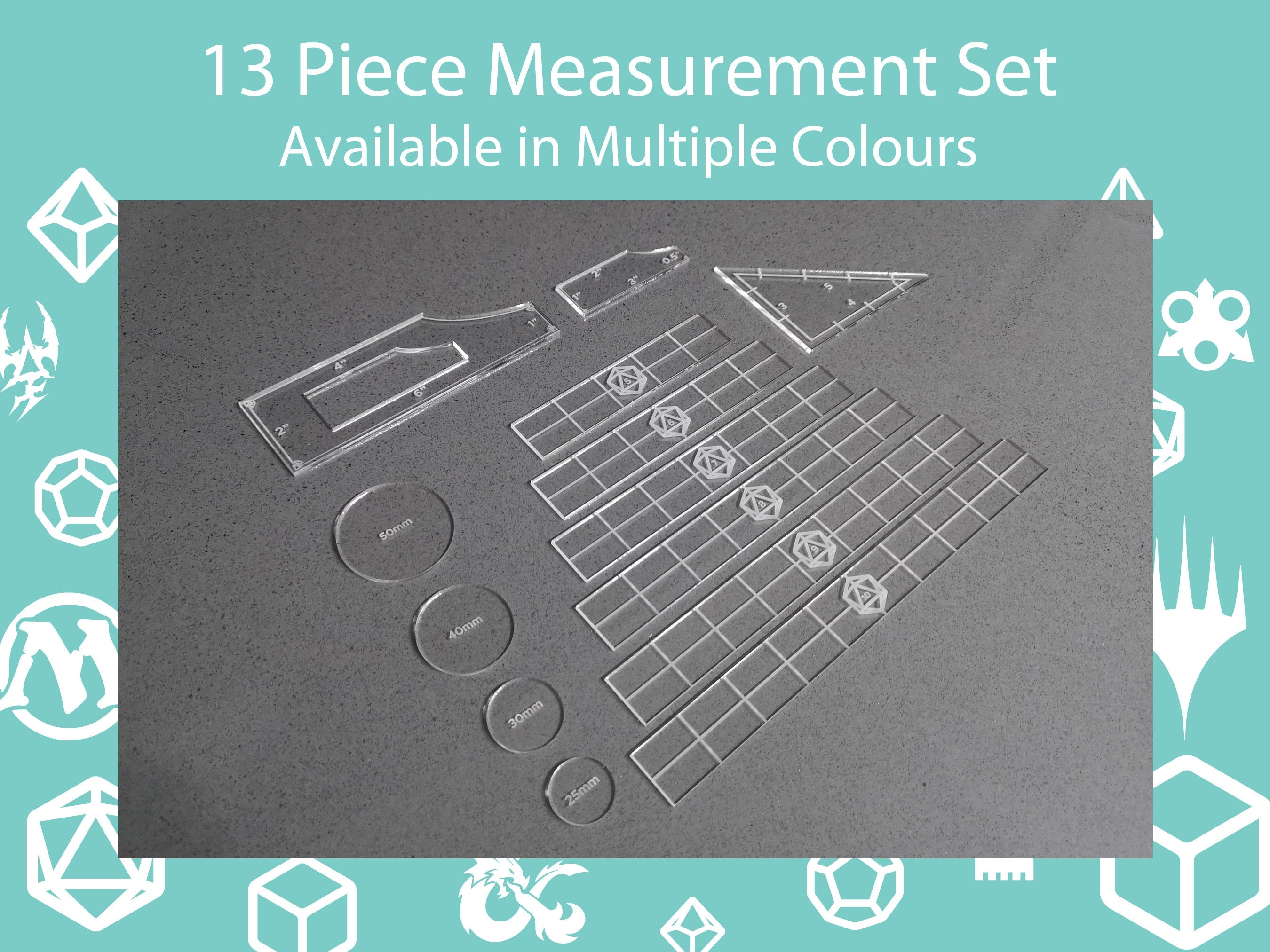 13 Piece Table Top Measuring Set - Rulers, Tools, Widgets & Gauges - T ...