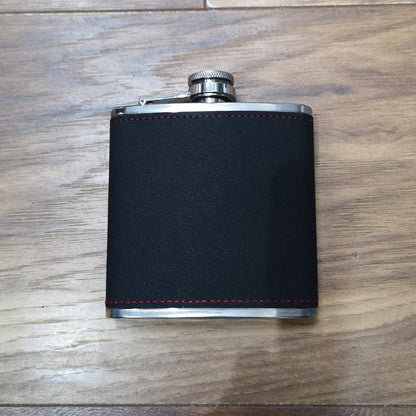 Personalised Engraved Leather 6oz Hip Flask - Multiple Colours Available