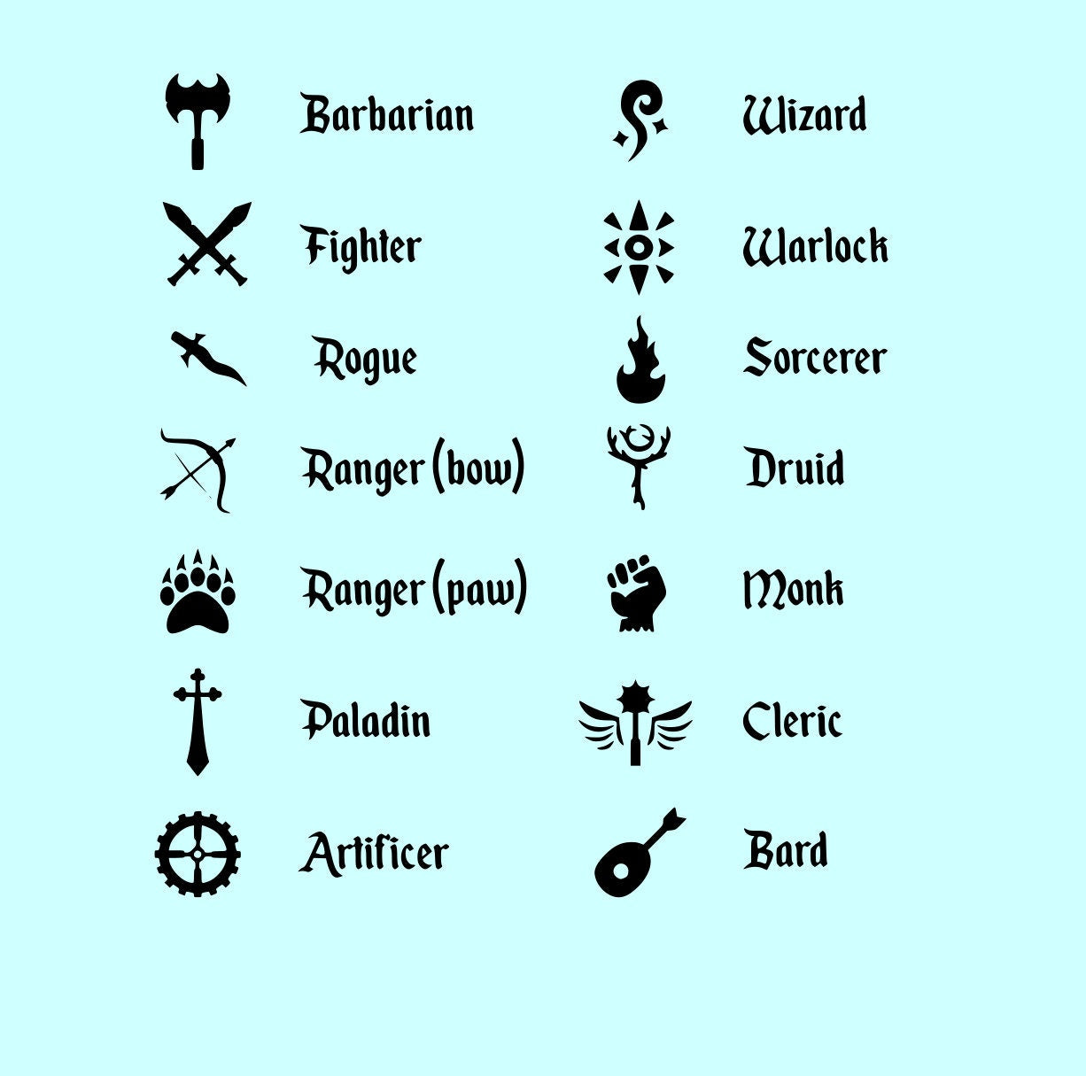 D&D Class Icon Markers - Plywood and Acrylic