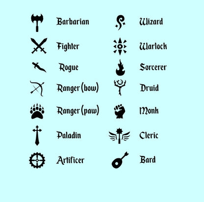 D&D Class Icon Markers - Plywood and Acrylic