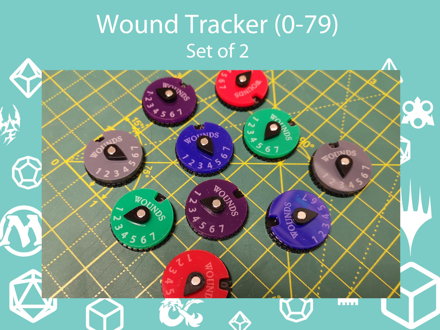 Wound Counter Dials (0-79) Set of 2 - WH40K, Magic the Gathering and Dungeons and Dragons